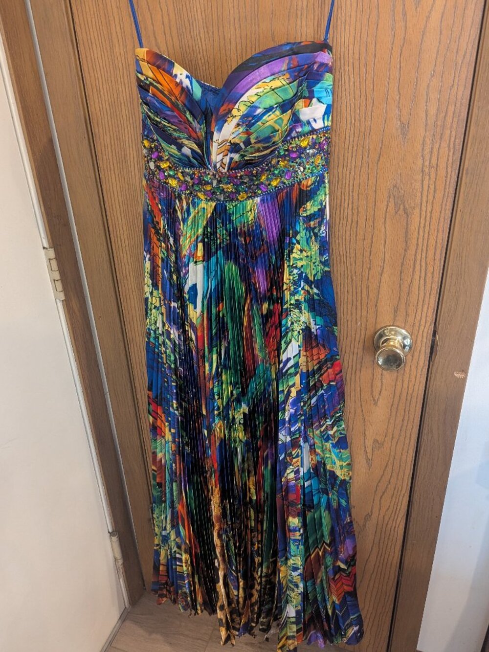 Night Moves Prom Collection Strapless Sequin Multicolor Pleat Satin Feel Gown-6